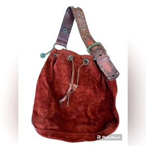 Leatherock USA Suede Purse Burnt Orange with Jeweled strap & buckle